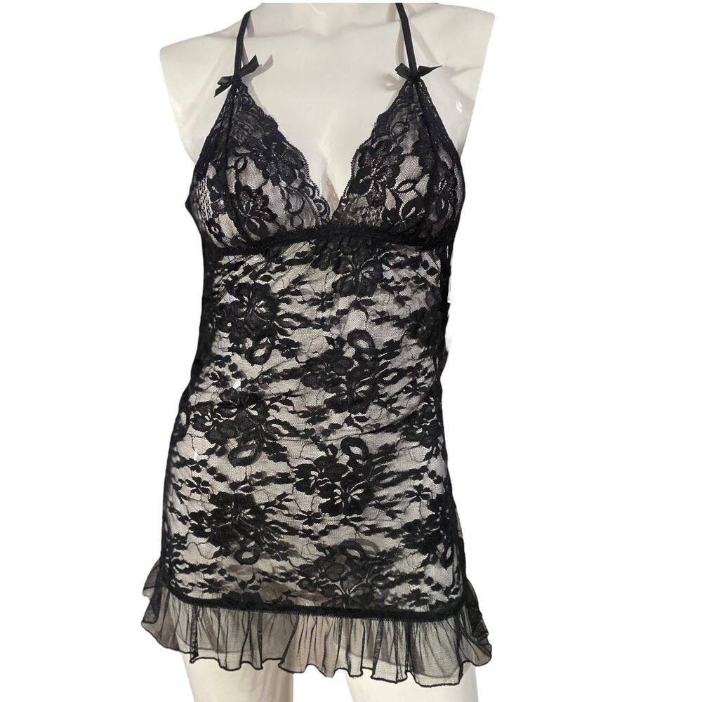 Hustler Hollywood Dreamgirl Black Lace Lingerie Slip Small (Retro 2014) NWT
